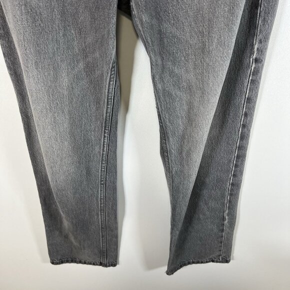 Zara Jeans Womens 6 Gray Denim Flat Front 5 Pockets Straight Fit‎ Wide Leg - Picture 4 of 7
